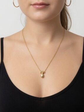 Anthropologie Gold Letter T Pendant Necklace - Elegant Women’s Jewelry